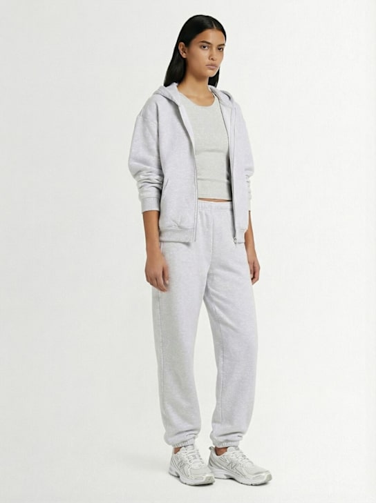 Skims: Cotton blend classic zip-up hoodie - ライトグレー - women_1 | Luisa Via Roma