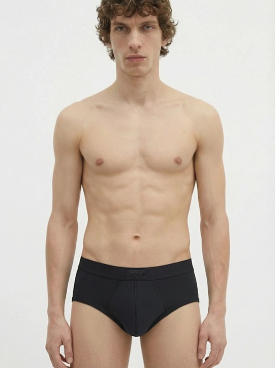 Skims: Pack of 3 cotton blend briefs - Onyx - men_1 | Luisa Via Roma