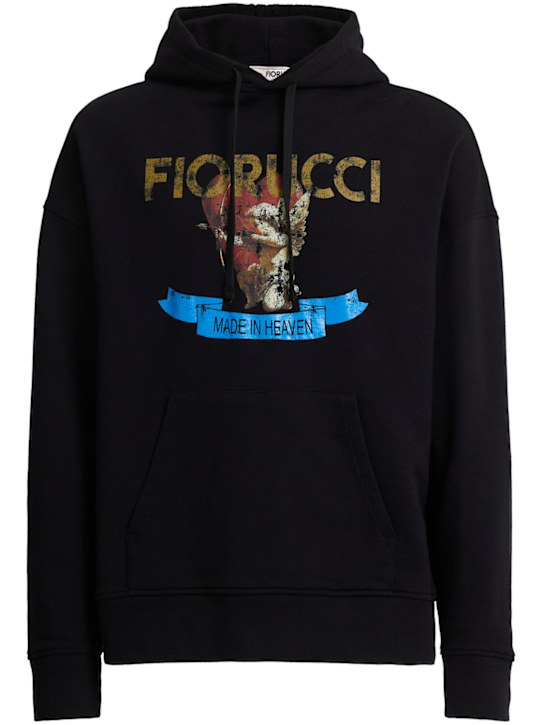Fiorucci: Washed cupid relaxed sweatshirt hoodie - Black - men_0 | Luisa Via Roma