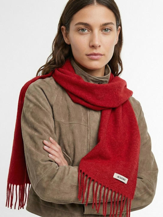Jacquemus: Sciarpa Carro in misto mohair - Rosso Scuro - women_1 | Luisa Via Roma