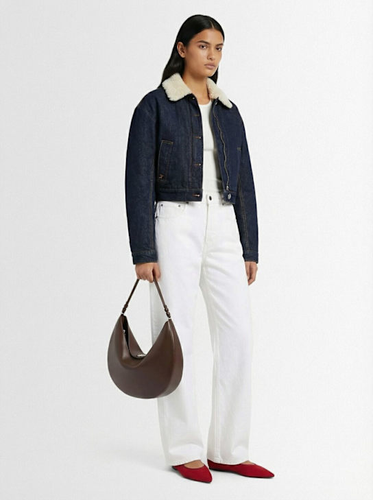 Jacquemus: Le Calisso Rond皮革单肩包 - Midnight Brown - women_1 | Luisa Via Roma