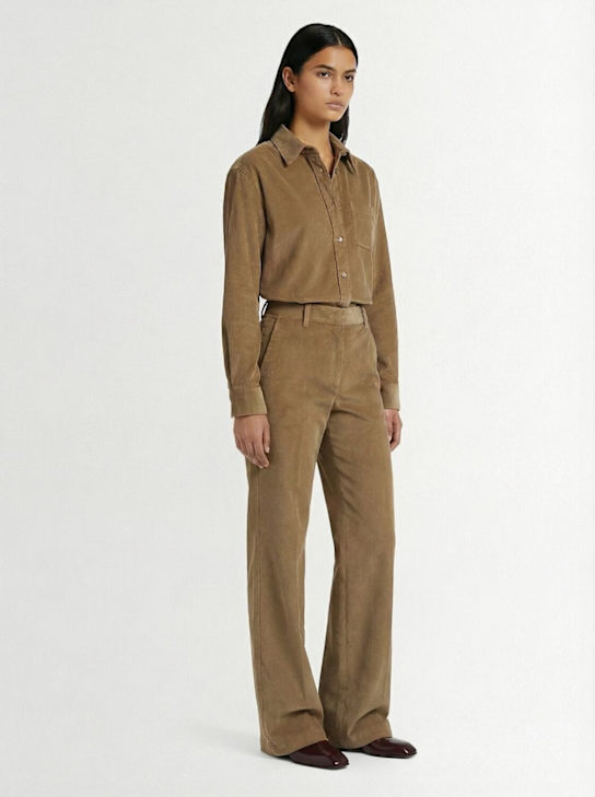Annagreta: Sara cotton corduroy shirt - カーキ - women_1 | Luisa Via Roma