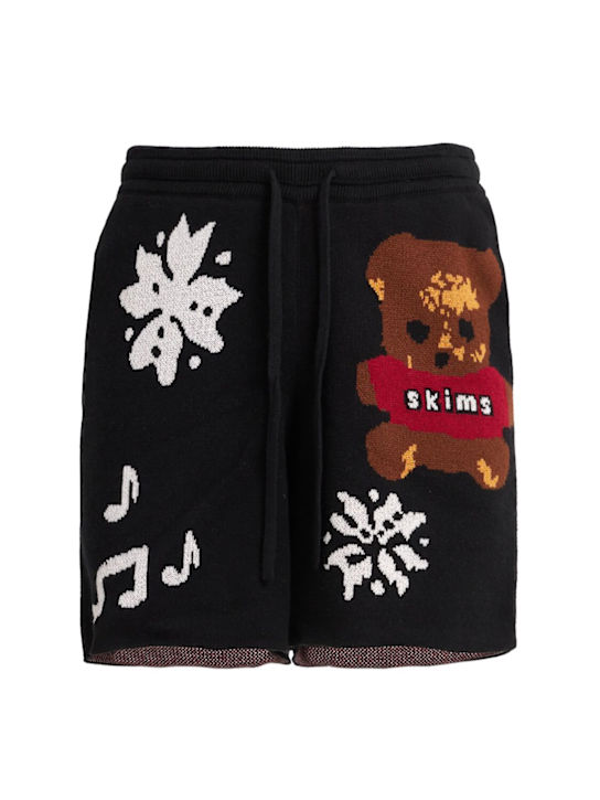 Skims: CPFM cotton & cashmere knit shorts - Onyx Teddy Bear - men_0 | Luisa Via Roma