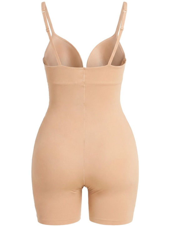 Skims: 尼龙混纺深V至大腿连体衣 - 卡其色 - women_1 | Luisa Via Roma