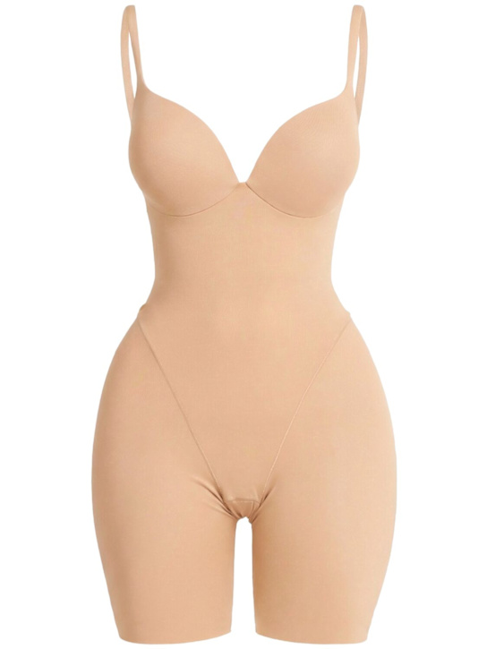 Skims: 尼龙混纺深V至大腿连体衣 - 卡其色 - women_0 | Luisa Via Roma