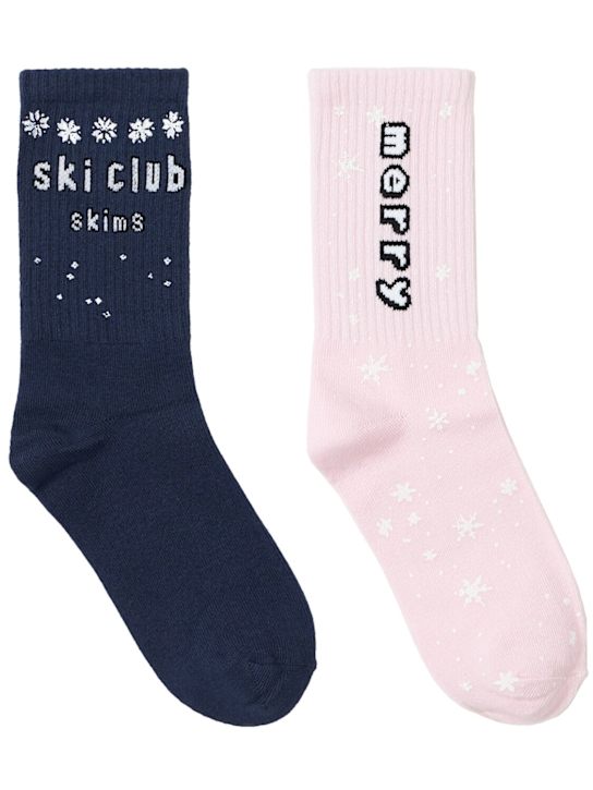 Skims: 混棉罗纹袜子2双套装 - 樱花色 - women_0 | Luisa Via Roma