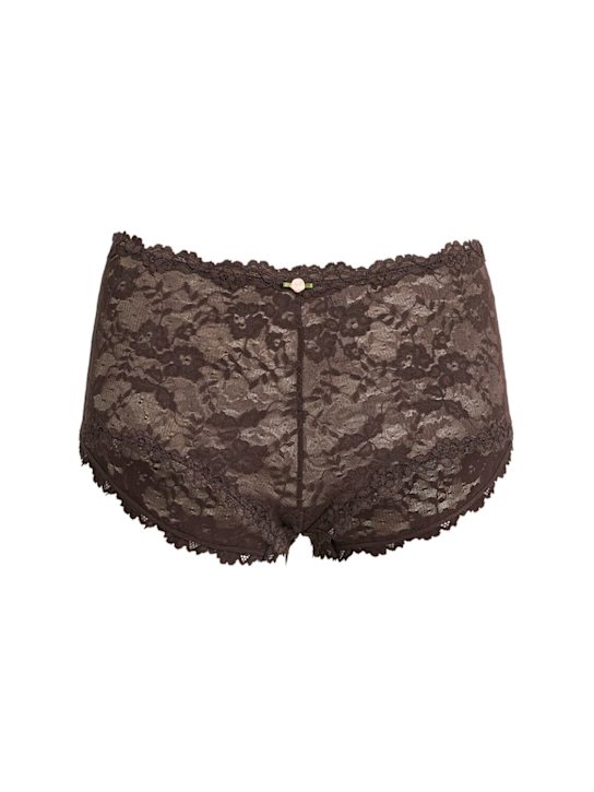 Skims: Nylon & lace boys horts - Espresso - women_0 | Luisa Via Roma