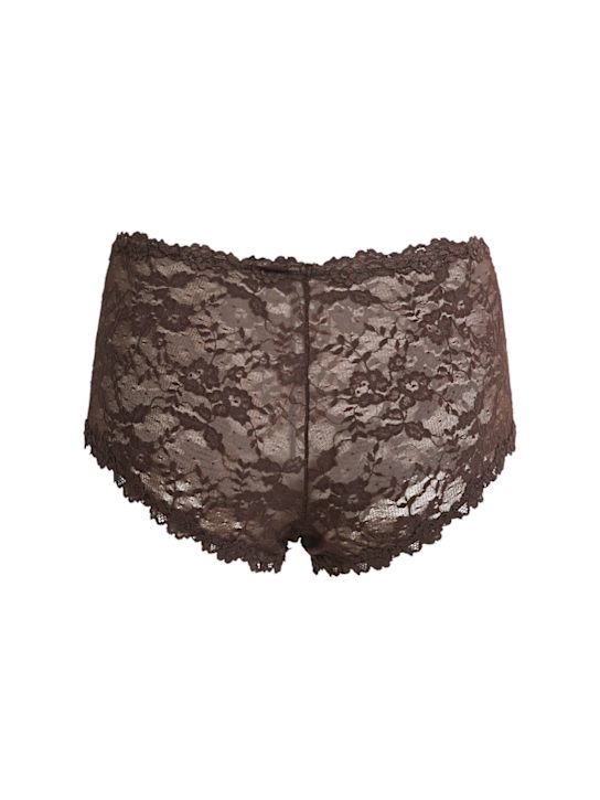Skims: Nylon & lace boys horts - Espresso - women_1 | Luisa Via Roma