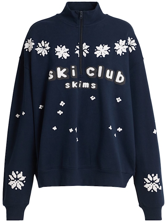 Skims: Cotton blend quarter zip top - Navy Ski Club - women_0 | Luisa Via Roma