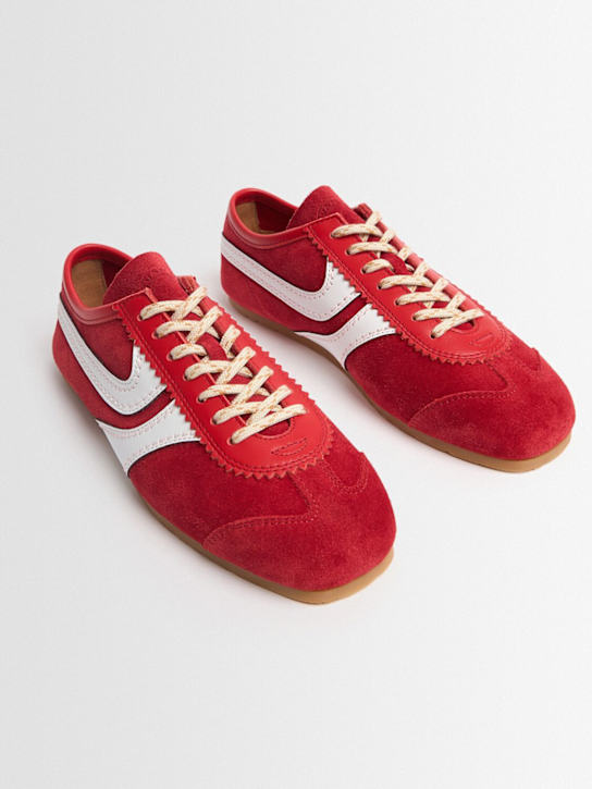 Dries Van Noten: Suede lace-up sneakers - Rot - women_1 | Luisa Via Roma