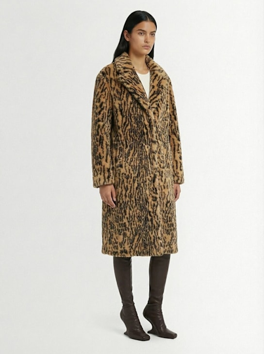 Stella McCartney: Leopard print faux fur midi coat - Multicolor - women_1 | Luisa Via Roma