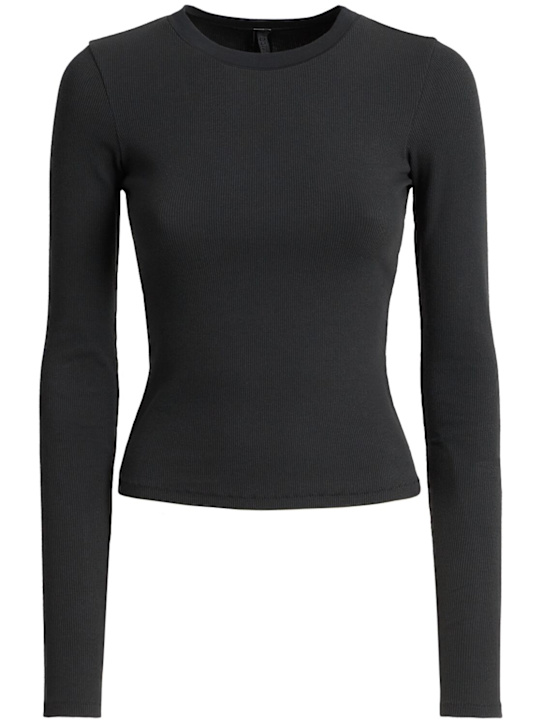 Skims: 弹力棉质长袖T恤 - Soot - women_0 | Luisa Via Roma
