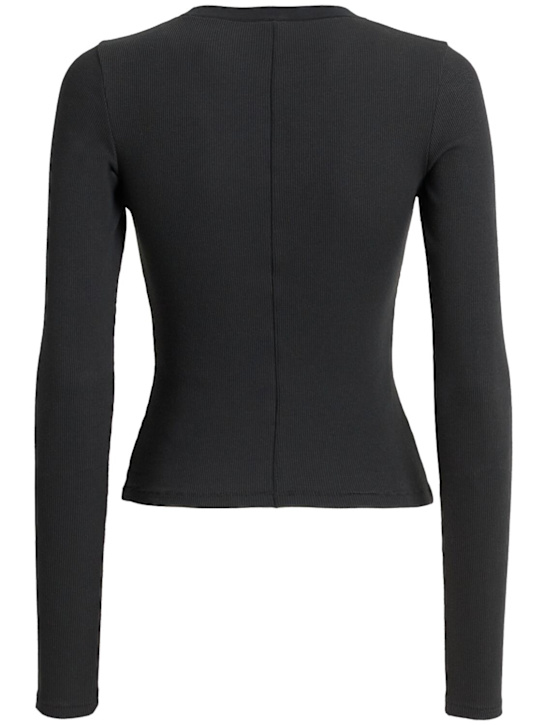 Skims: 弹力棉质长袖T恤 - Soot - women_1 | Luisa Via Roma