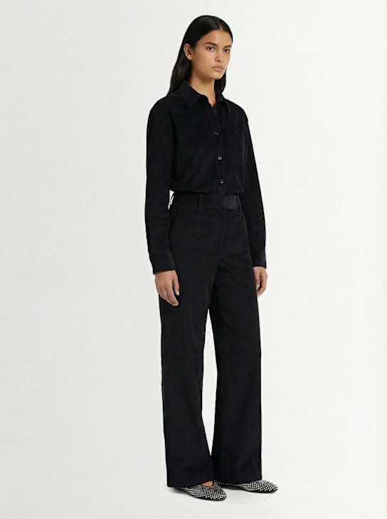 Annagreta: Pantalon en velours de coton Tea - Noir - women_1 | Luisa Via Roma