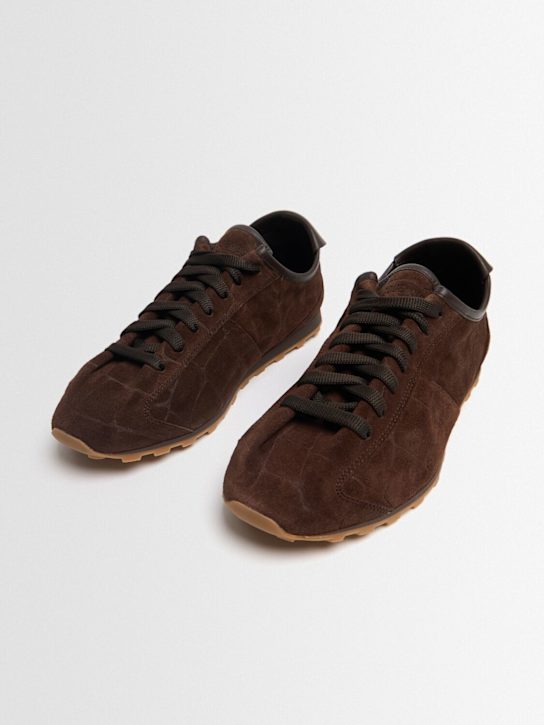 Jacquemus: Les Tennis麂皮系带运动鞋 - 深棕色 - women_1 | Luisa Via Roma