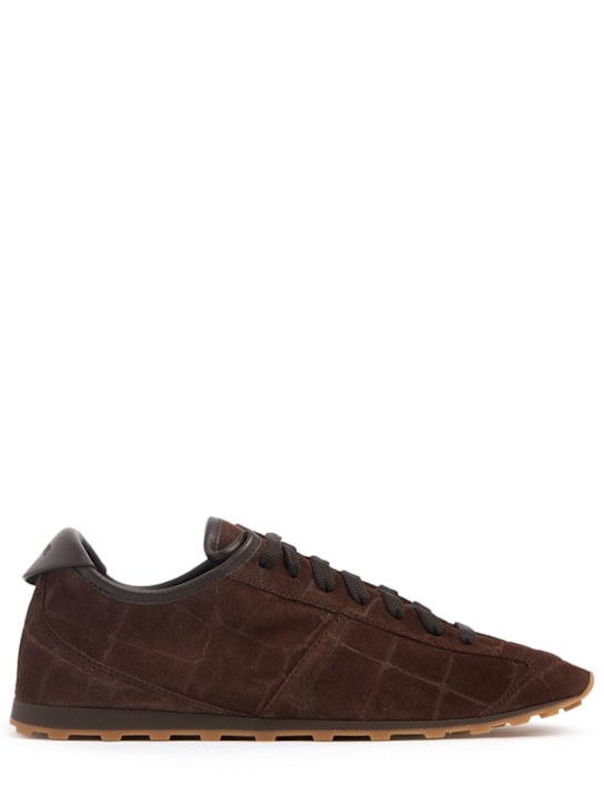 Jacquemus: Les Tennis麂皮系带运动鞋 - 深棕色 - women_0 | Luisa Via Roma