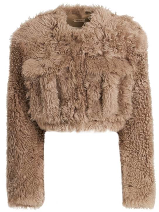 The Mannei: Short shearling jacket - Graubraun - women_0 | Luisa Via Roma