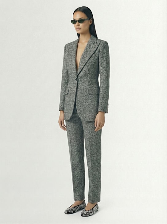 Dolce&Gabbana: Wool blend blazer - ブラック/ホワイト - women_1 | Luisa Via Roma