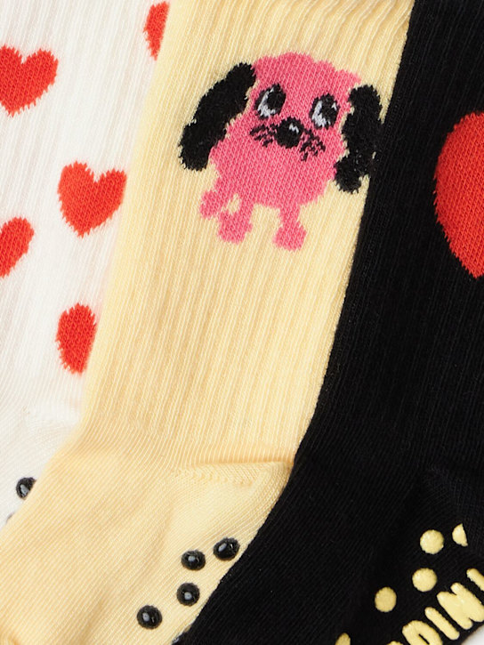 Mini Rodini: Set of 3 cotton blend jacquard socks - Multicolore - kids-girls_1 | Luisa Via Roma