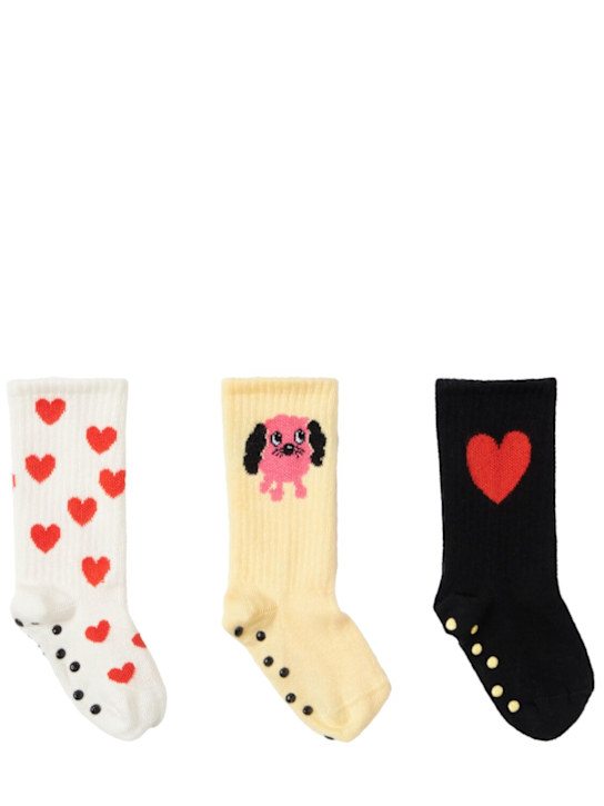 Mini Rodini: Set of 3 cotton blend jacquard socks - Multicolore - kids-girls_0 | Luisa Via Roma