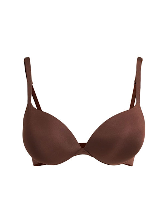Skims: Nylon push-up plunge bra - Cocoa - women_0 | Luisa Via Roma