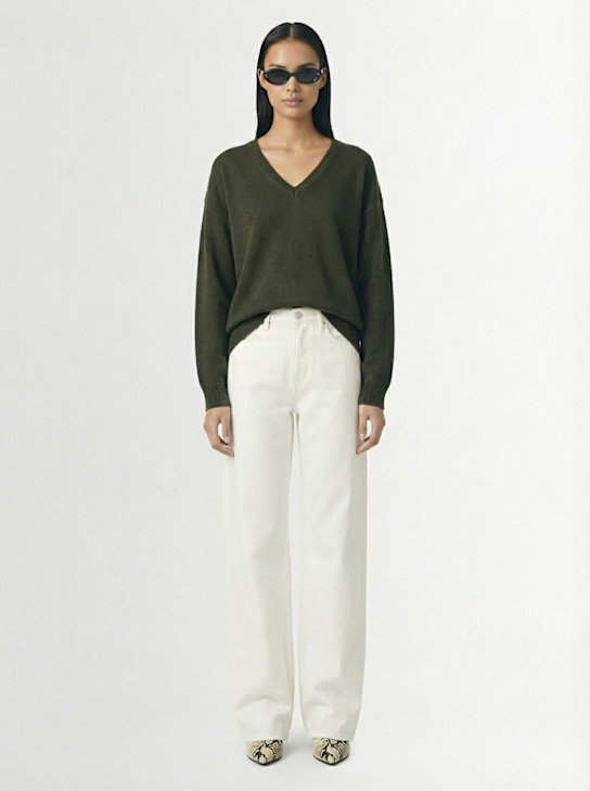 1929: Zefiro Eco-Cashmere V领毛衣 - 绿色 - women_1 | Luisa Via Roma