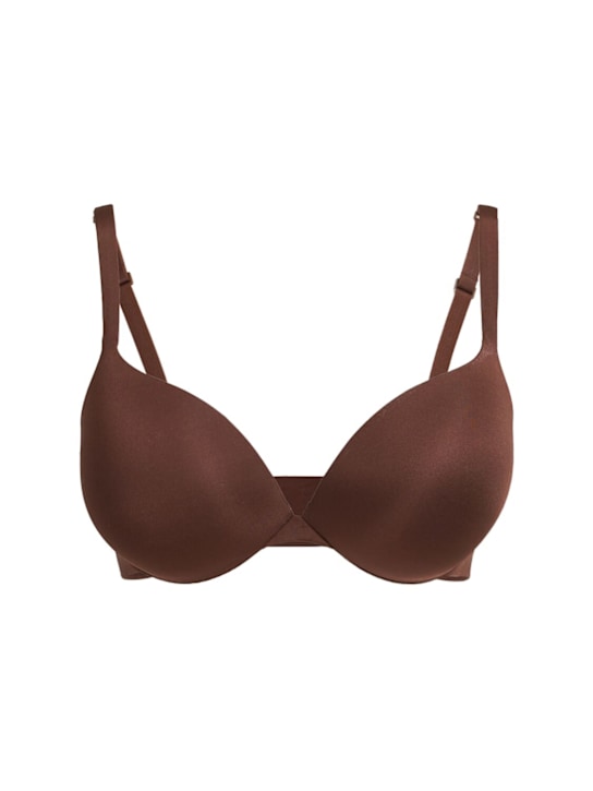 Skims: Nylon push-up plunge bra - Cocoa - women_0 | Luisa Via Roma