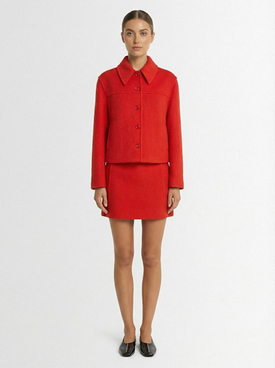 Jil Sander: Cropped boxy wool jacket - Strawberry - women_1 | Luisa Via Roma