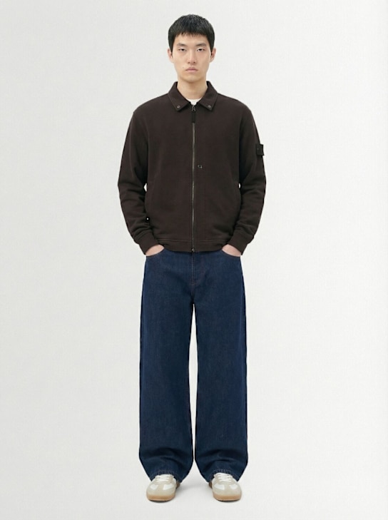 Stone Island: Wool & cotton zip-up cardigan - men_1 | Luisa Via Roma