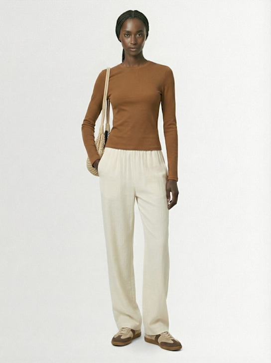 Skims: Stretch cotton long sleeve t-shirt - Chai - women_1 | Luisa Via Roma