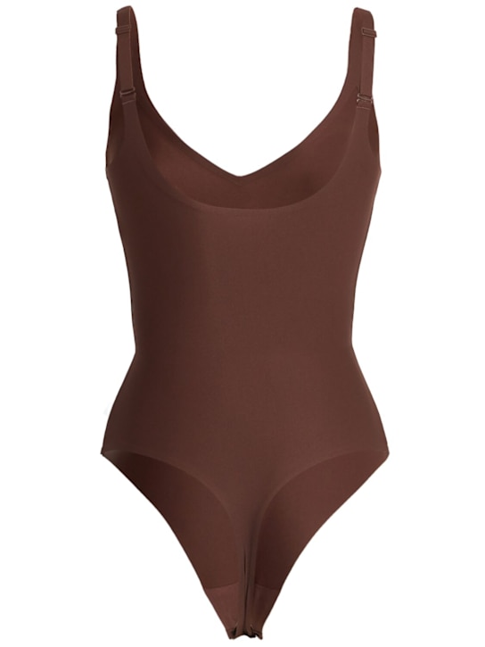 Skims: Nylon blend plunge bodysuit - Kakao - women_1 | Luisa Via Roma