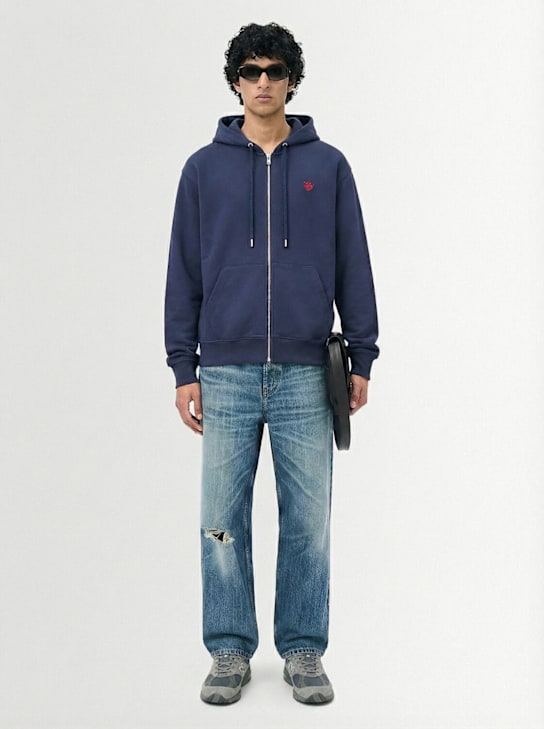 Family First: Hoodie aus Baumwolle mit Druck - Blau - men_1 | Luisa Via Roma