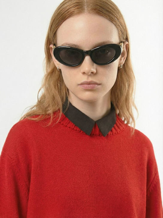 Loewe: Slim椭圆醋酸纤维太阳镜 - 黑色 - women_1 | Luisa Via Roma