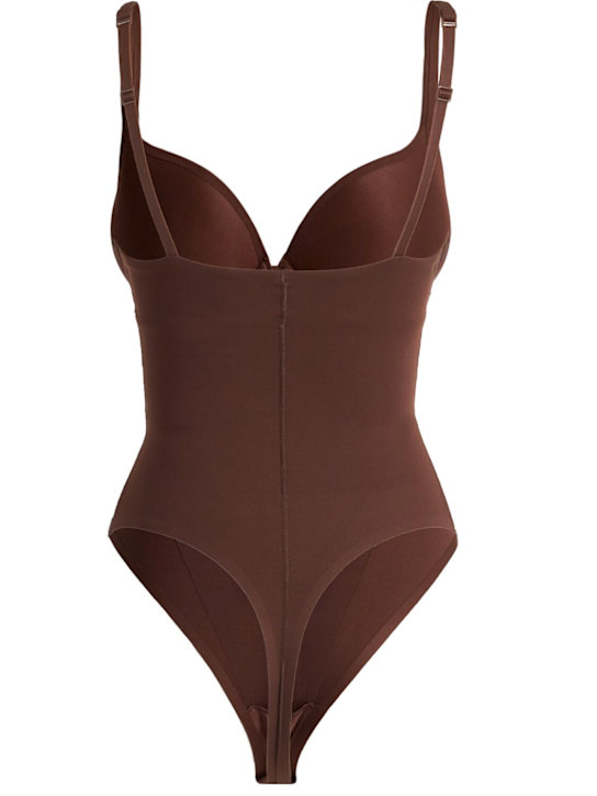 Skims: Nylon blend thong bodysuit - Kakao - women_1 | Luisa Via Roma