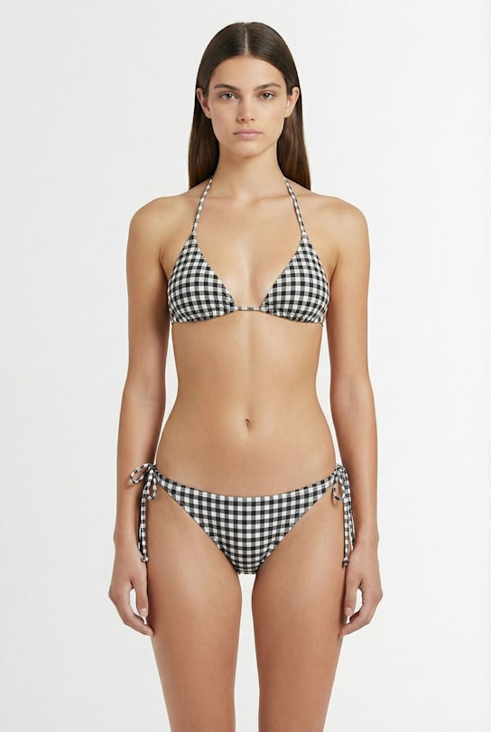 Hunza G: Sabrina vichy print triangle bikini set - women_1 | Luisa Via Roma