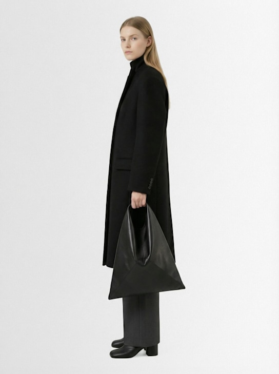 MM6 Maison Margiela: Cappotto in feltro di misto lana - Nero - women_1 | Luisa Via Roma