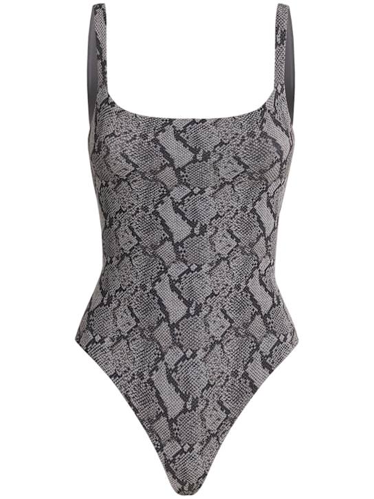 Skims: Snakeskin printed square neck bodysuit - women_0 | Luisa Via Roma