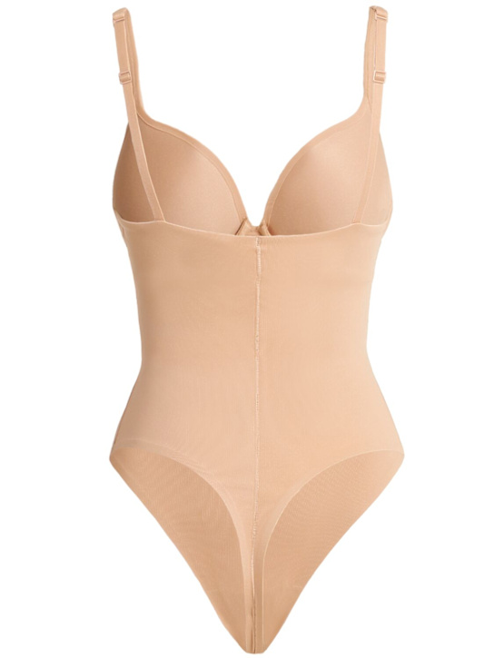 Skims: Nylon blend thong bodysuit - Clay - women_1 | Luisa Via Roma