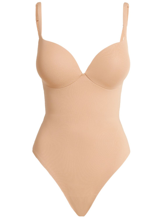 Skims: Nylon blend thong bodysuit - Clay - women_0 | Luisa Via Roma