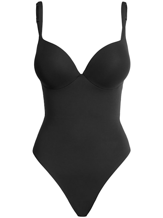 Skims: Nylon blend thong bodysuit - Onyx - women_0 | Luisa Via Roma