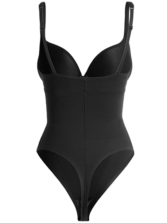 Skims: Nylon blend thong bodysuit - Onyx - women_1 | Luisa Via Roma