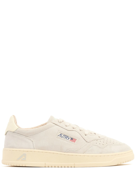 Autry: Medalist Low suede sneakers - Marble/White - men_0 | Luisa Via Roma