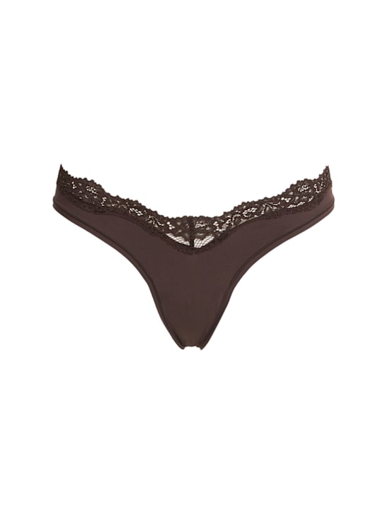 Skims: Nylon blend dipped thong - Espresso - women_0 | Luisa Via Roma
