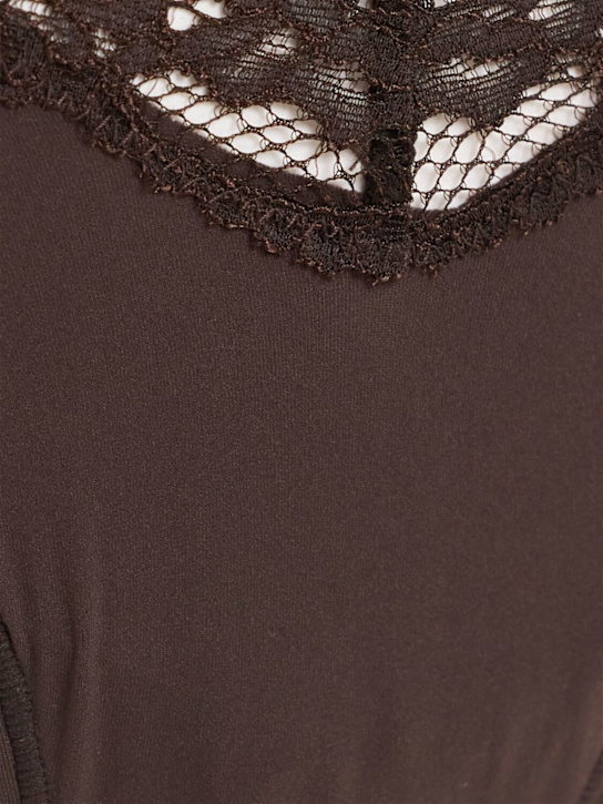 Skims: Nylon blend dipped thong - Espresso - women_1 | Luisa Via Roma