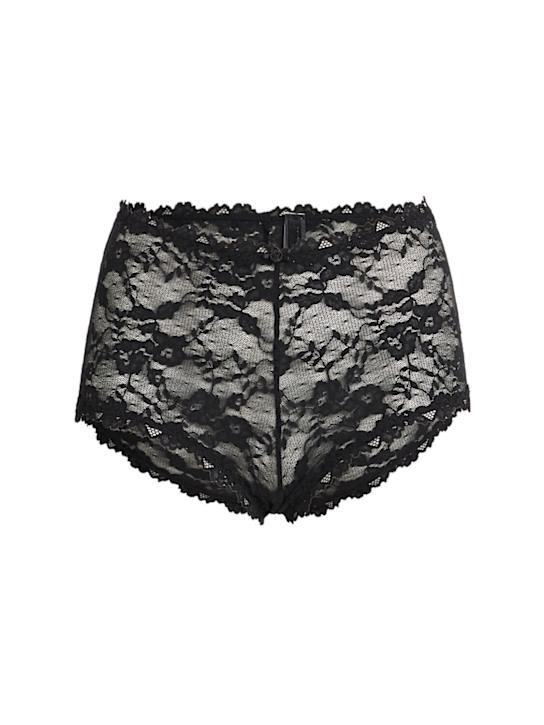 Skims: Nylon & lace boys horts - Soot - women_0 | Luisa Via Roma