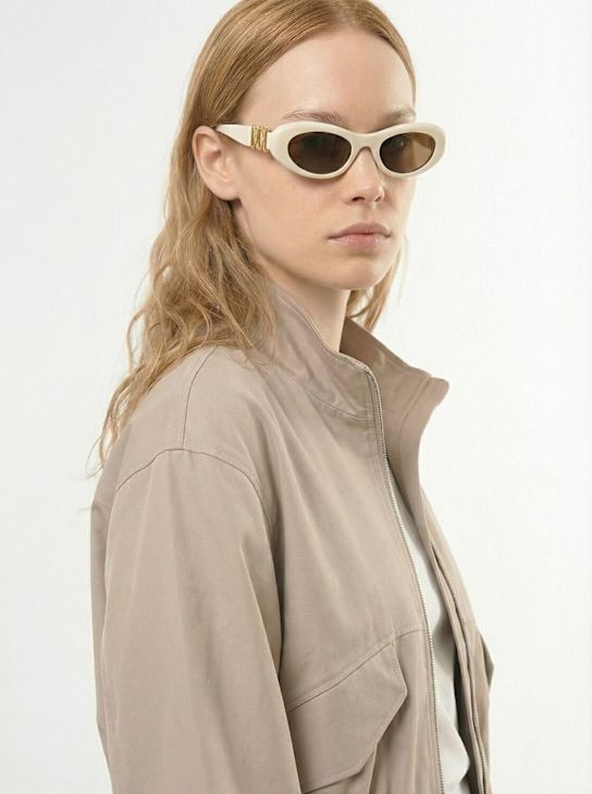 Loewe: Slim oval acetate sunglasses - White - women_1 | Luisa Via Roma