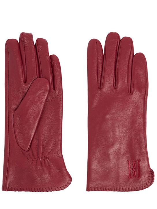 By Malene Birger: Ginny leather gloves - Cabernet - women_0 | Luisa Via Roma