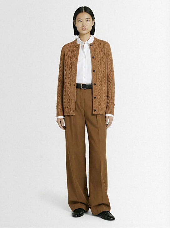The Row: Igor cotton wide leg pants - Dark Beige - women_1 | Luisa Via Roma