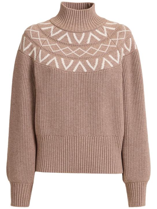 Varley: Marcie Fairisle yoke knit sweater - Beige - women_0 | Luisa Via Roma