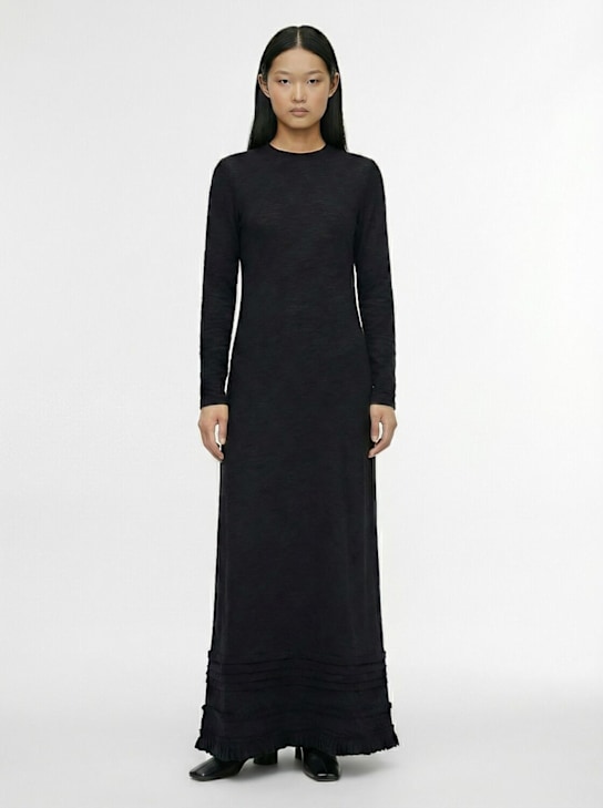 Jil Sander: Langes Kleid aus Wollmischgewebe - Schwarz - women_1 | Luisa Via Roma